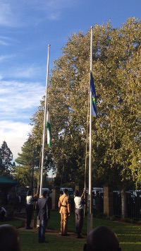 Photo: The SADC Flag being lowered down, symbolising the successful conclusion of the SADC Mission to the Kingdom of Lesotho.