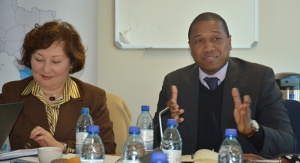 Director Cardoso and Ms Akisheva (UNODC) during the meeting