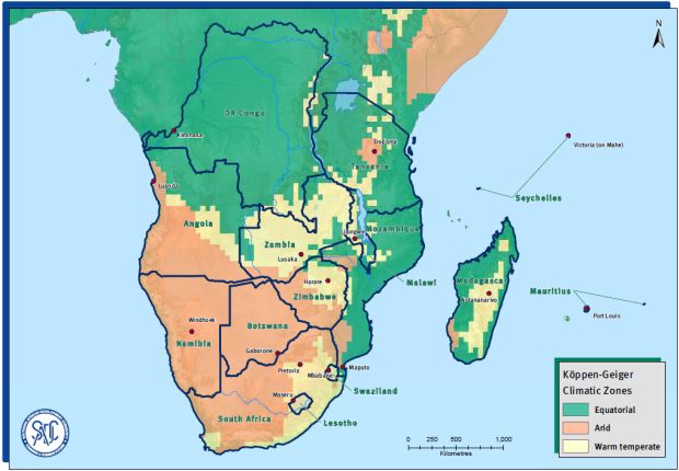 Köppen-Geiger Climate Classification for SADC