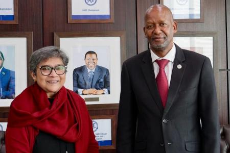 United Nations Under-Secretary-General H.E Rabab Fatima and H.E Elias Magosi, SADC Executive Secretary