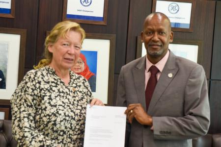 Ambassador of the Federal Republic of Germany to Botswana and Special Representative to SADC, H.E. Ms Gabriela Bennemann and H.E. Mr. Elias Magosi, the SADC Executive Secretary