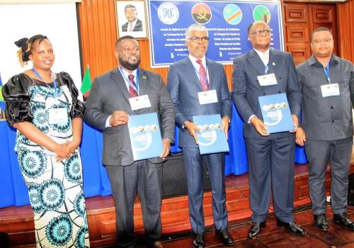 Hon. Minister Ricardo Daniel Sandão Queirós Viegas de Abreu, Hon. Minister Museba Frank Tayali, H.E Ambassador Kalala Mayiba Constantin and Director Ms. Mapolao Mokoena