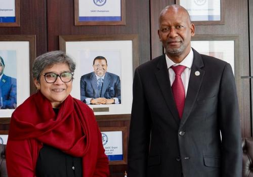 United Nations Under-Secretary-General H.E Rabab Fatima and H.E Elias Magosi, SADC Executive Secretary