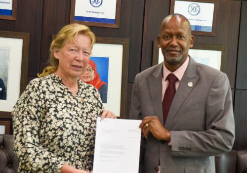 Ambassador of the Federal Republic of Germany to Botswana and Special Representative to SADC, H.E. Ms Gabriela Bennemann and H.E. Mr. Elias Magosi, the SADC Executive Secretary