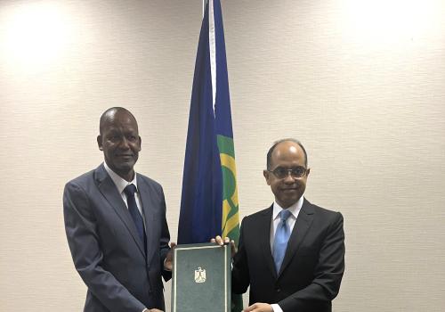 H. E. Mr. Elias Magosi, the Executive Secretary of SADC and H.E Mr. Ahmad Sharif, Ambassador of the Arab Republic of Egypt to South Africa 