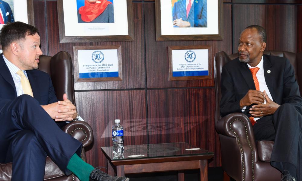 The new British High Commissioner to Botswana, His Excellency Mr. Giles Enticknap, MBE, met with the SADC Executive Secretary, His Excellency Mr. Elias Magosi, at the SADC Secretariat, on Monday, 2 September 2024, and presented his Letters of Credence as the United Kingdom’s Special Representative to SADC.