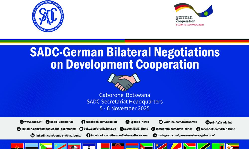 The Southern African Development Community (SADC) and the Federal Republic of Germany will convene bilateral negotiations on development cooperation from 05-06 November 2025 at the SADC Secretariat Headquarters in Gaborone, Botswana.